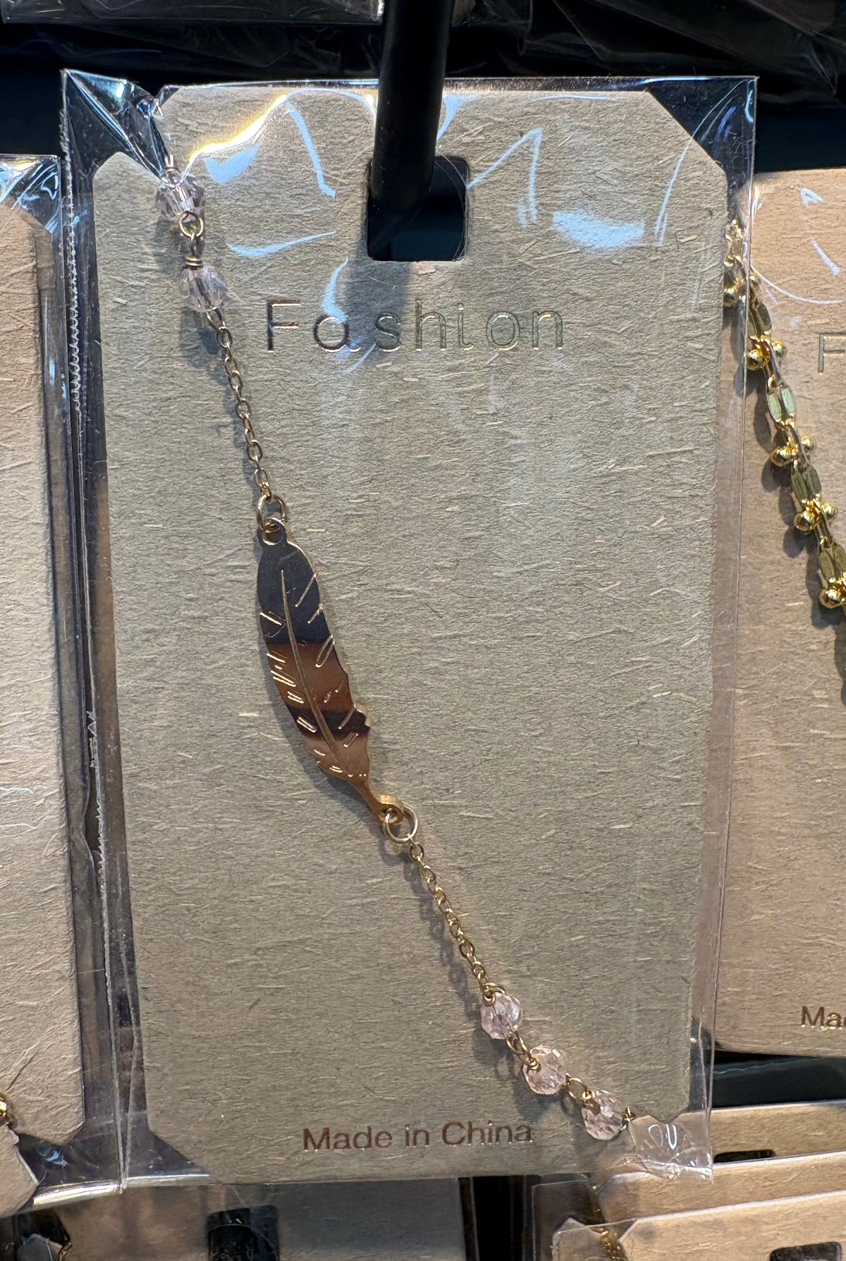 Leaf and Crystal Chain Bracelet - D-bracelets-0187
