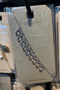 Crystal Leaf Link Bracelet - D-bracelets-0191