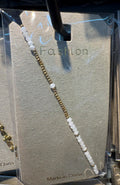 White Seed Bead Chain Bracelet - D-bracelets-0195