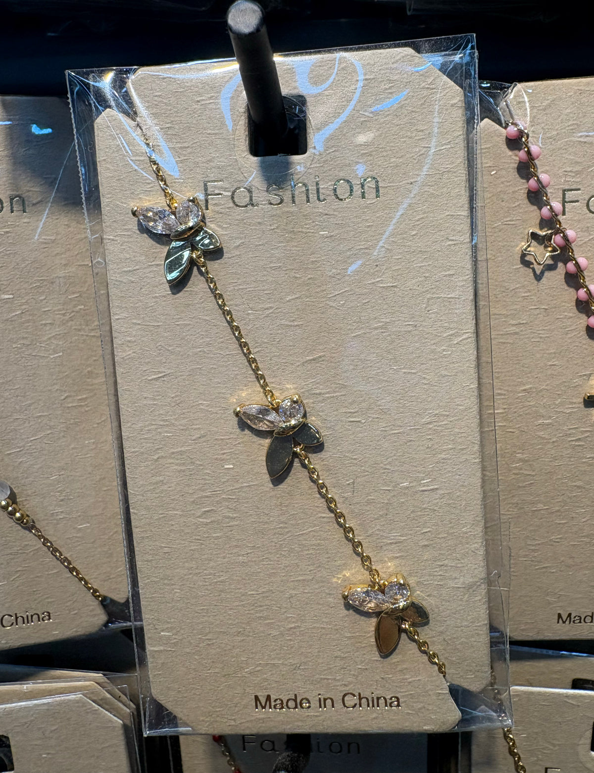 Butterfly Charm Station Bracelet - D-bracelets-0197
