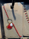 Red Bead Heart Tassel Bracelet - D-bracelets-0203
