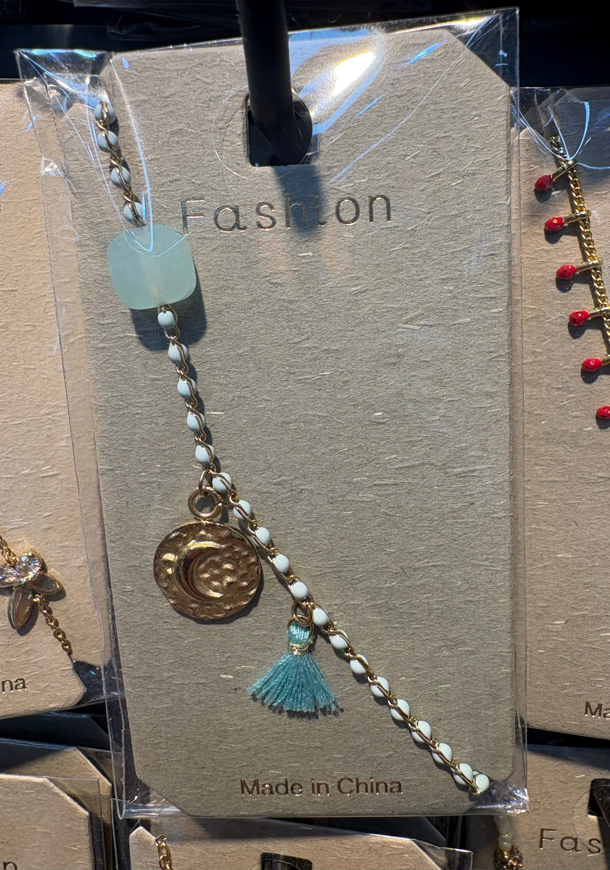 Blue Tassel Coin Charm Bracelet - D-bracelets-0204