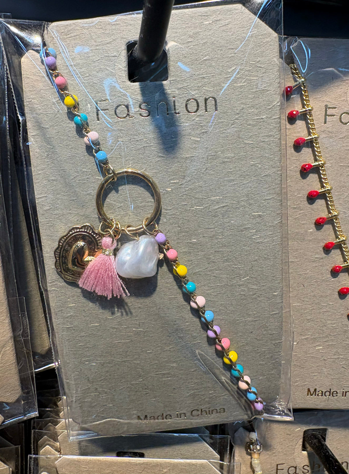 Pastel Bead Tassel Charm Bracelet - D-bracelets-0205