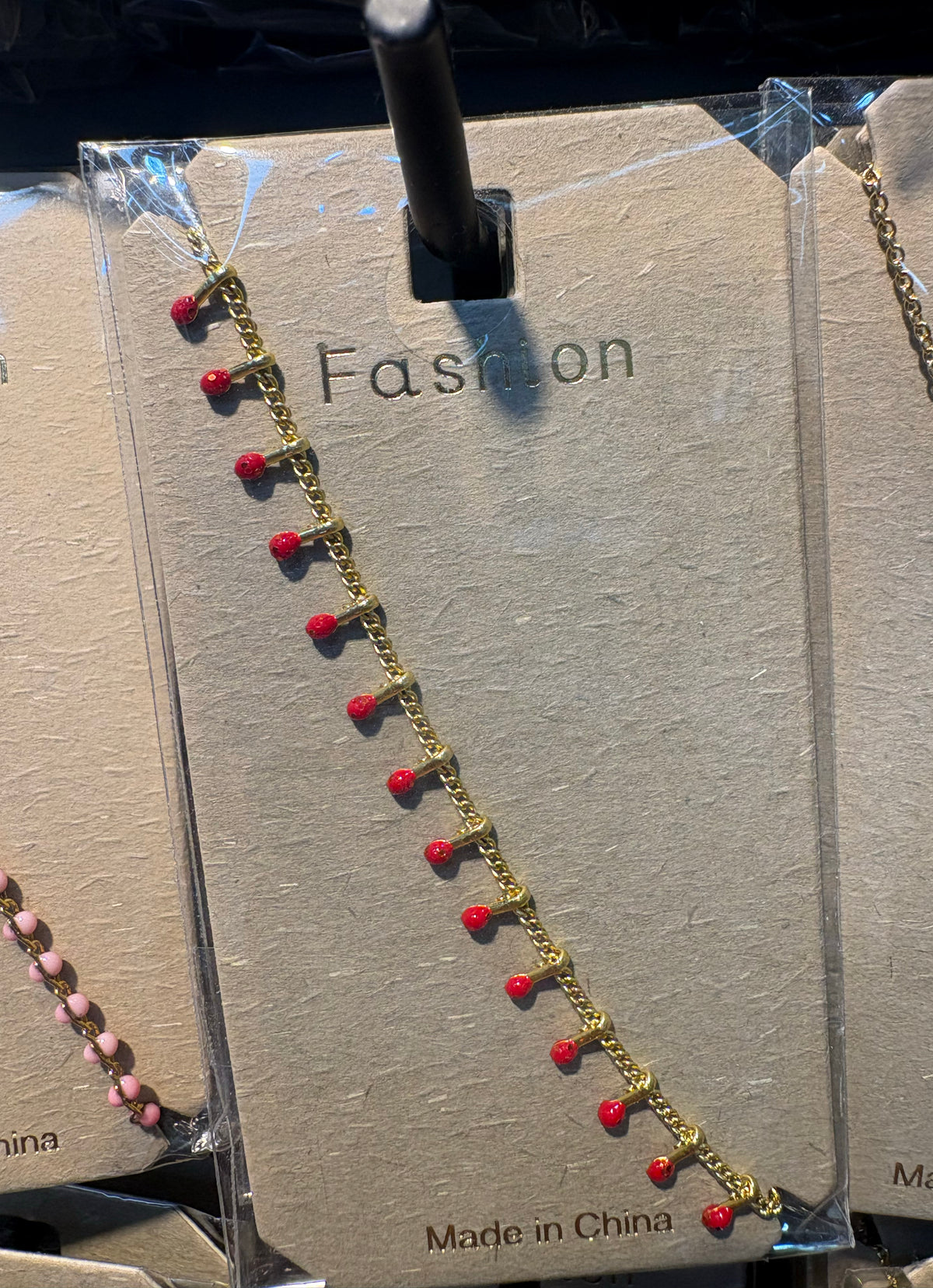 Red Bead Fringe Bracelet - D-bracelets-0207