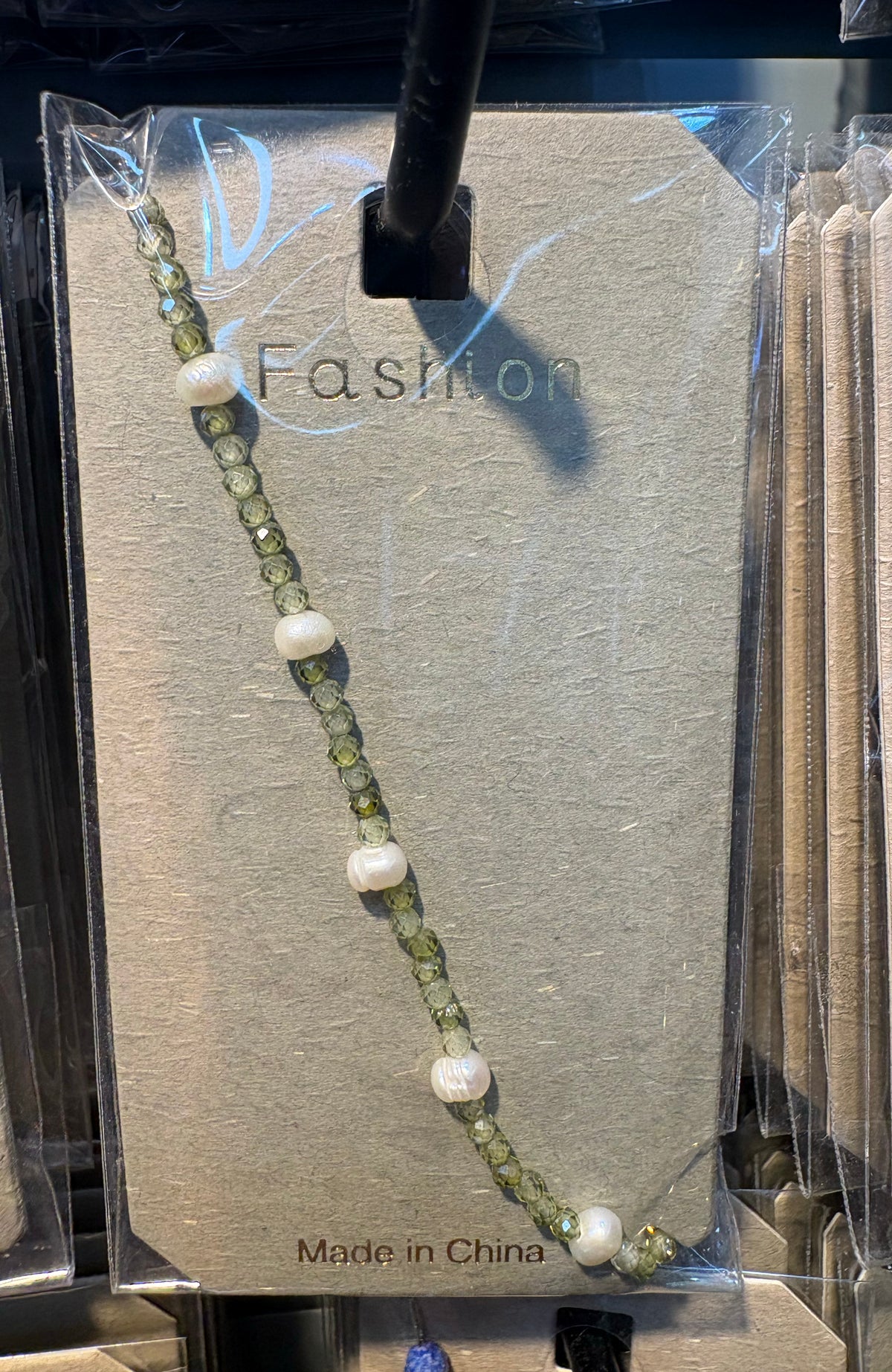 Green and Pearl Bead Bracelet - D-bracelets-0218