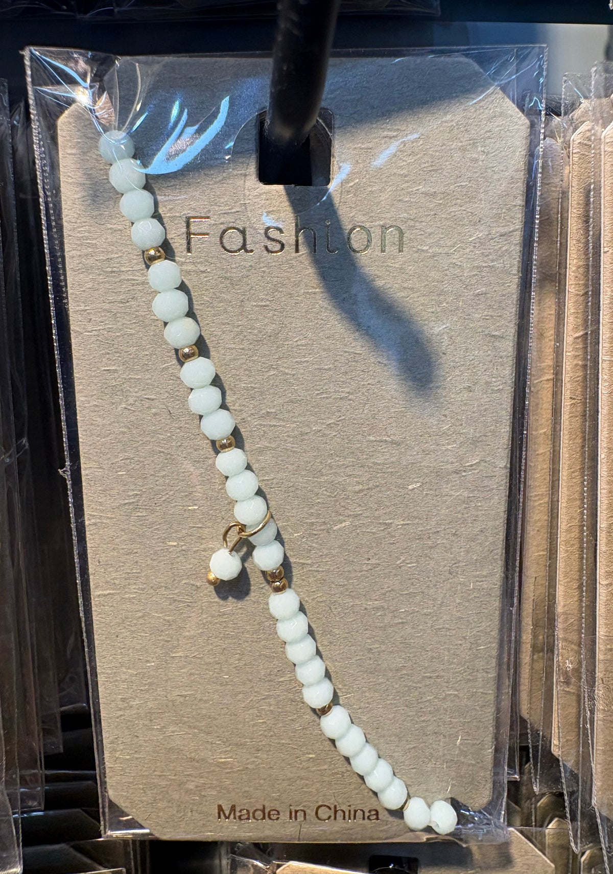 Pale Blue Bead Charm Bracelet - D-bracelets-0219