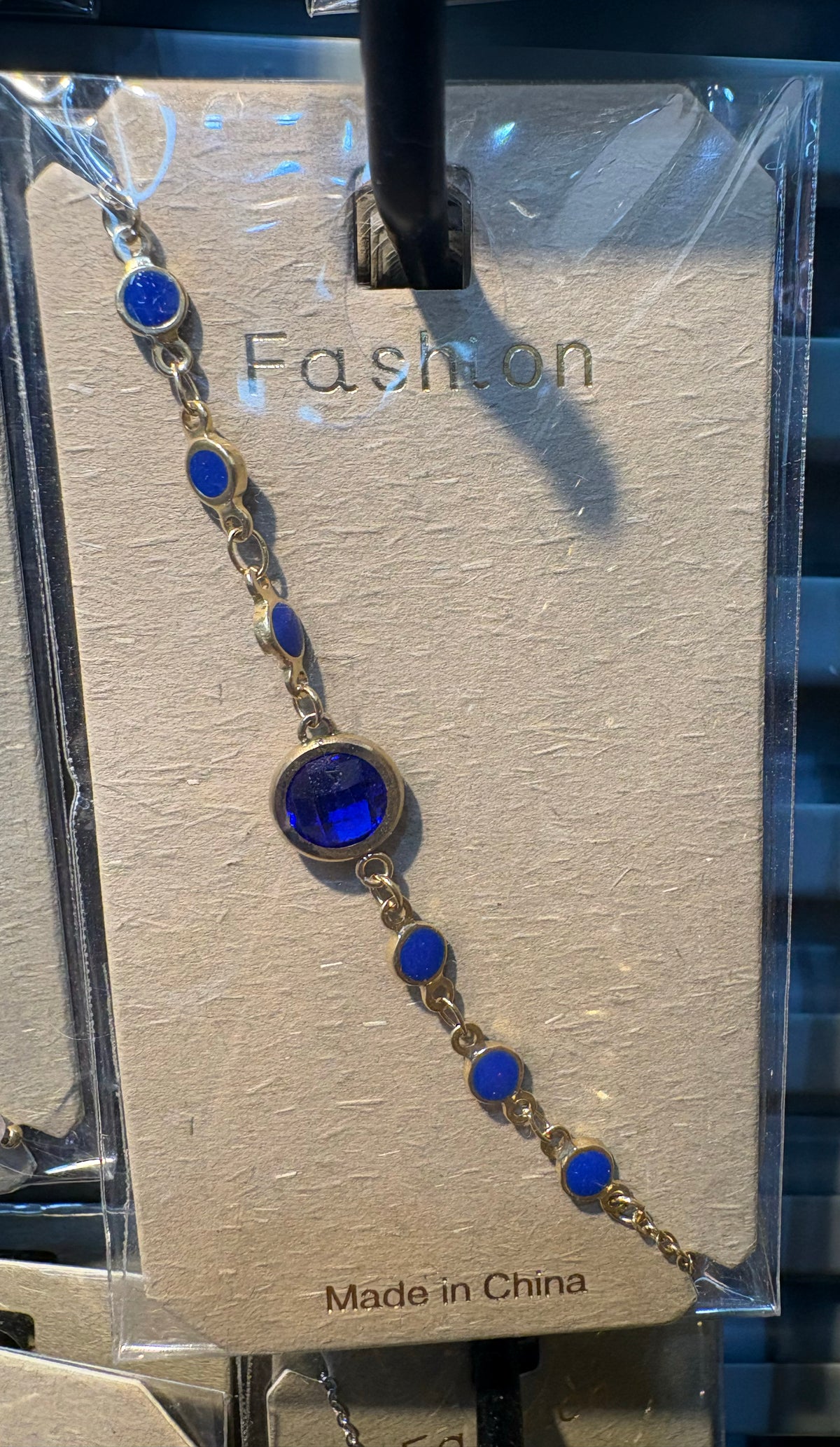 Blue Round Crystal Link Bracelet - D-bracelets-0221