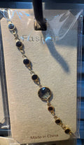 Dark Round Crystal Link Bracelet - D-bracelets-0222