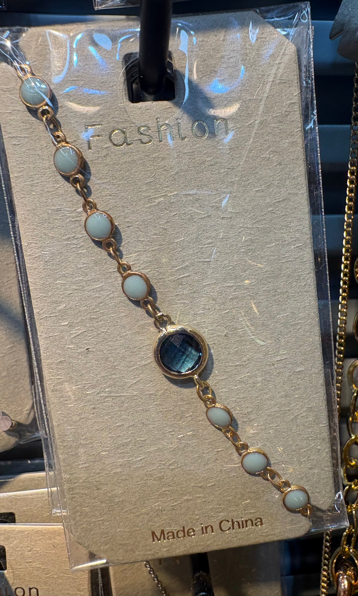 Pale Blue Crystal Link Bracelet - D-bracelets-0225