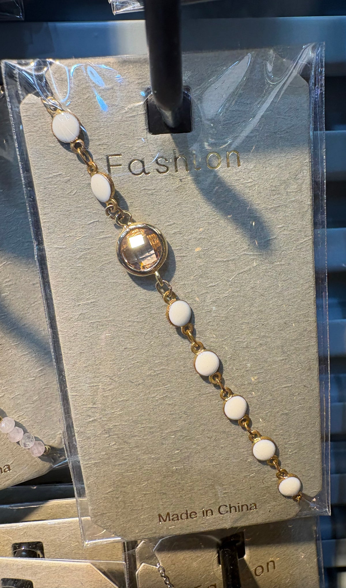 White Round Crystal Link Bracelet - D-bracelets-0226