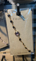 Purple Round Crystal Link Bracelet - D-bracelets-0227
