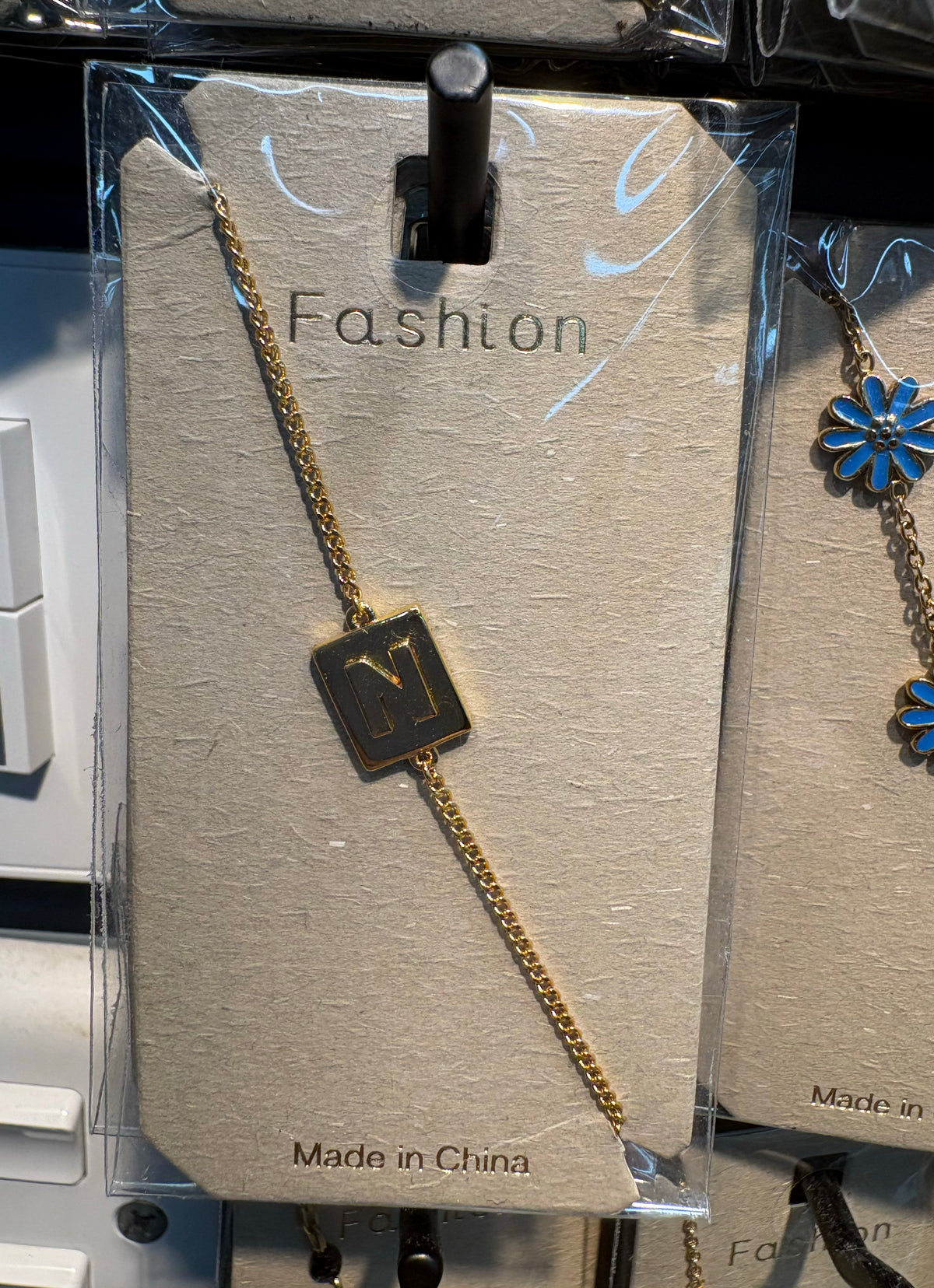 Square Letter Charm Bracelet - D-bracelets-0228