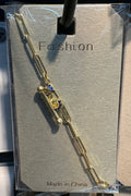 Bar Charm Paperclip Bracelet - D-bracelets-0230