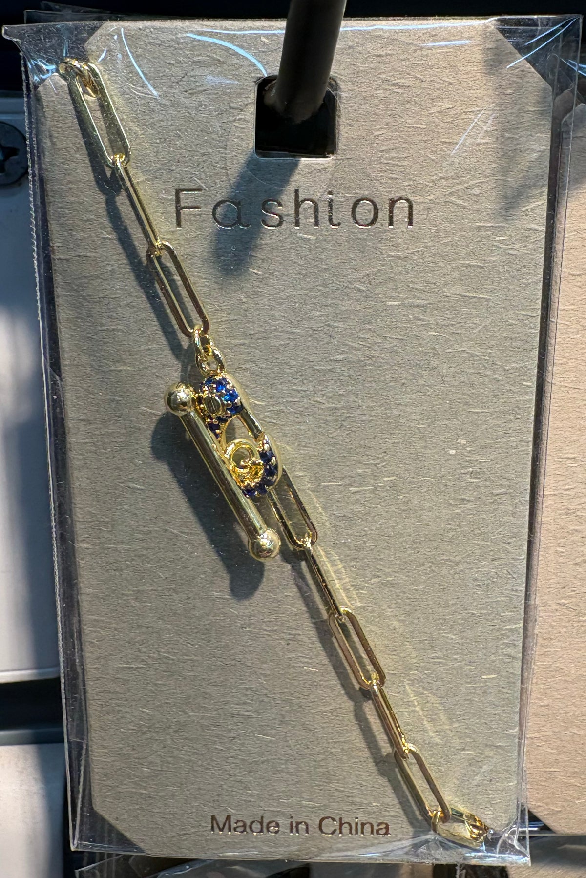 Bar Charm Paperclip Bracelet - D-bracelets-0230