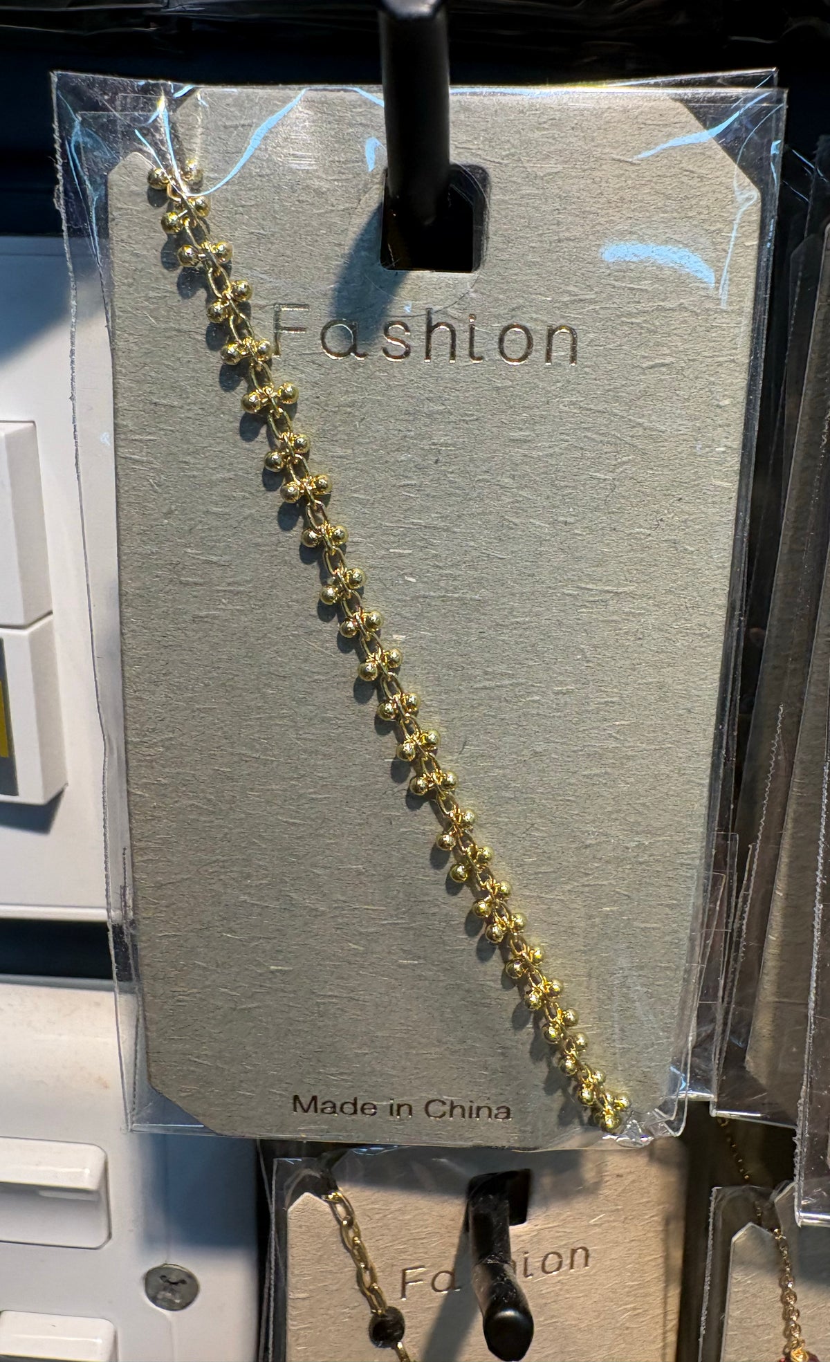 Gold Tone Beaded Link Bracelet - D-bracelets-0232
