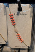 Coral Leaf Bead Bracelet - D-bracelets-0237