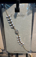 Pale Blue Leaf Bead Bracelet - D-bracelets-0241