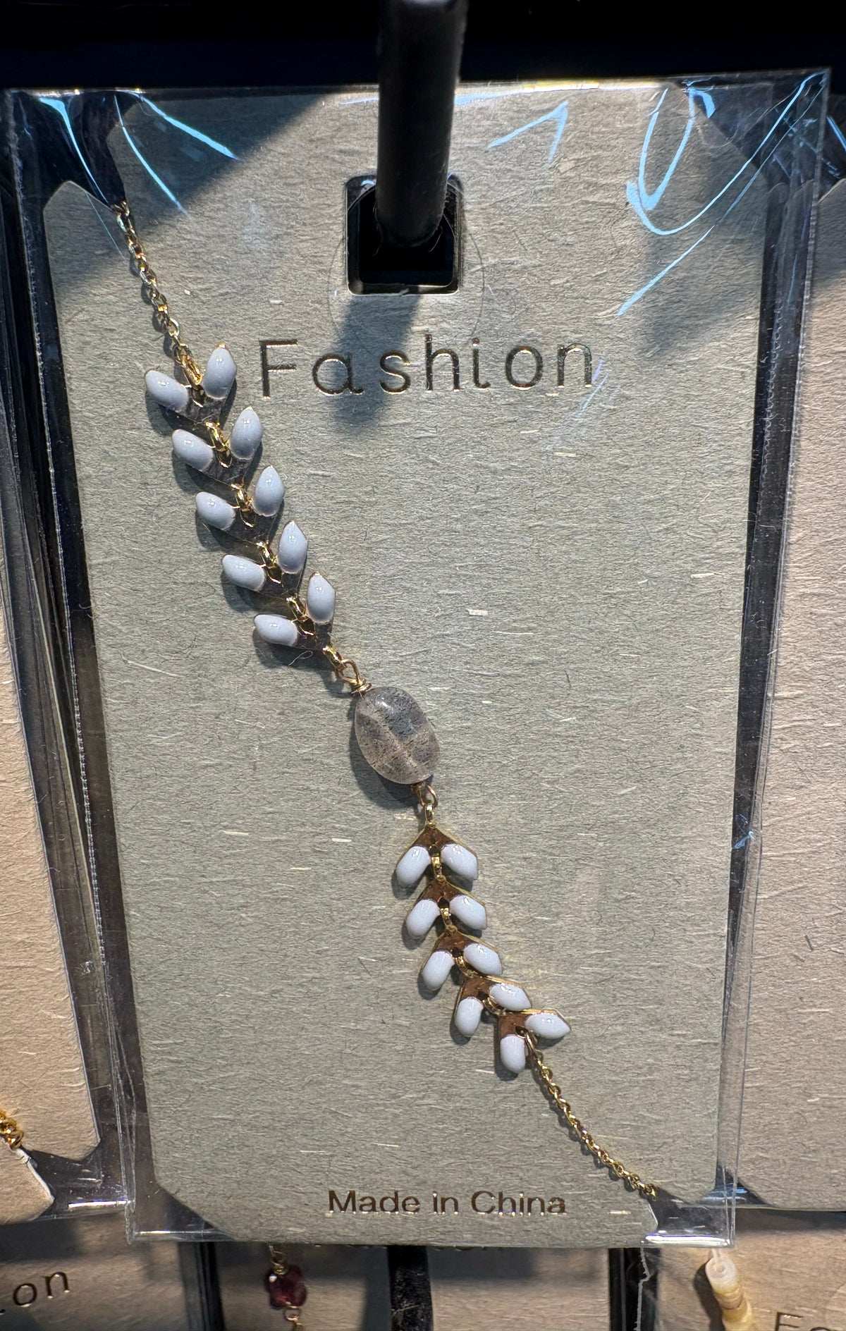 Pale Blue Leaf Bead Bracelet - D-bracelets-0241