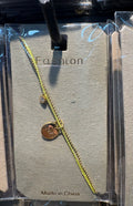 Yellow Cord Coin Charm Bracelet - D-bracelets-0247