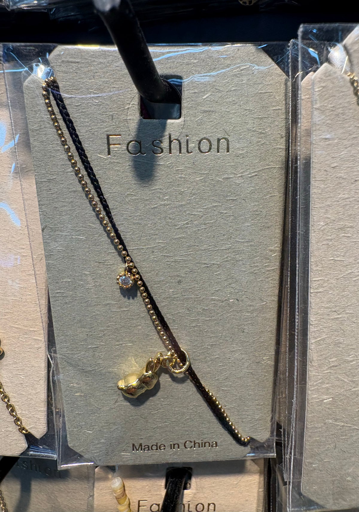 Black Cord Crown Charm Bracelet - D-bracelets-0248