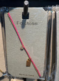 Pink Cord Tag Charm Bracelet - D-bracelets-0249