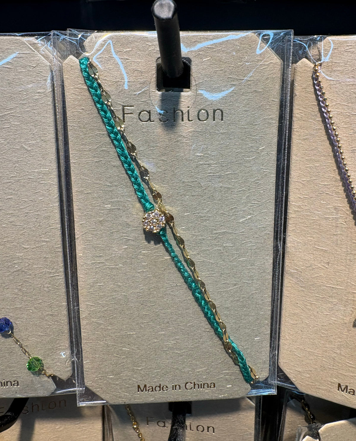 Turquoise Cord Charm Bracelet - D-bracelets-0252
