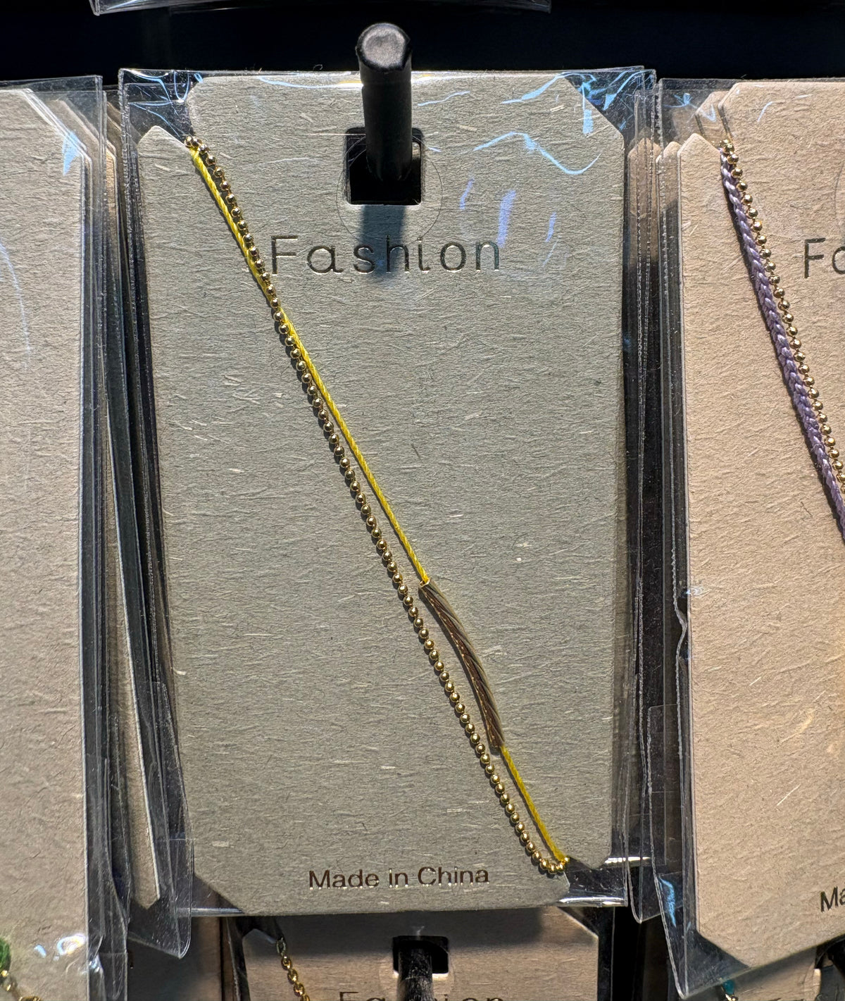 Yellow Cord Slim Chain Bracelet - D-bracelets-0254