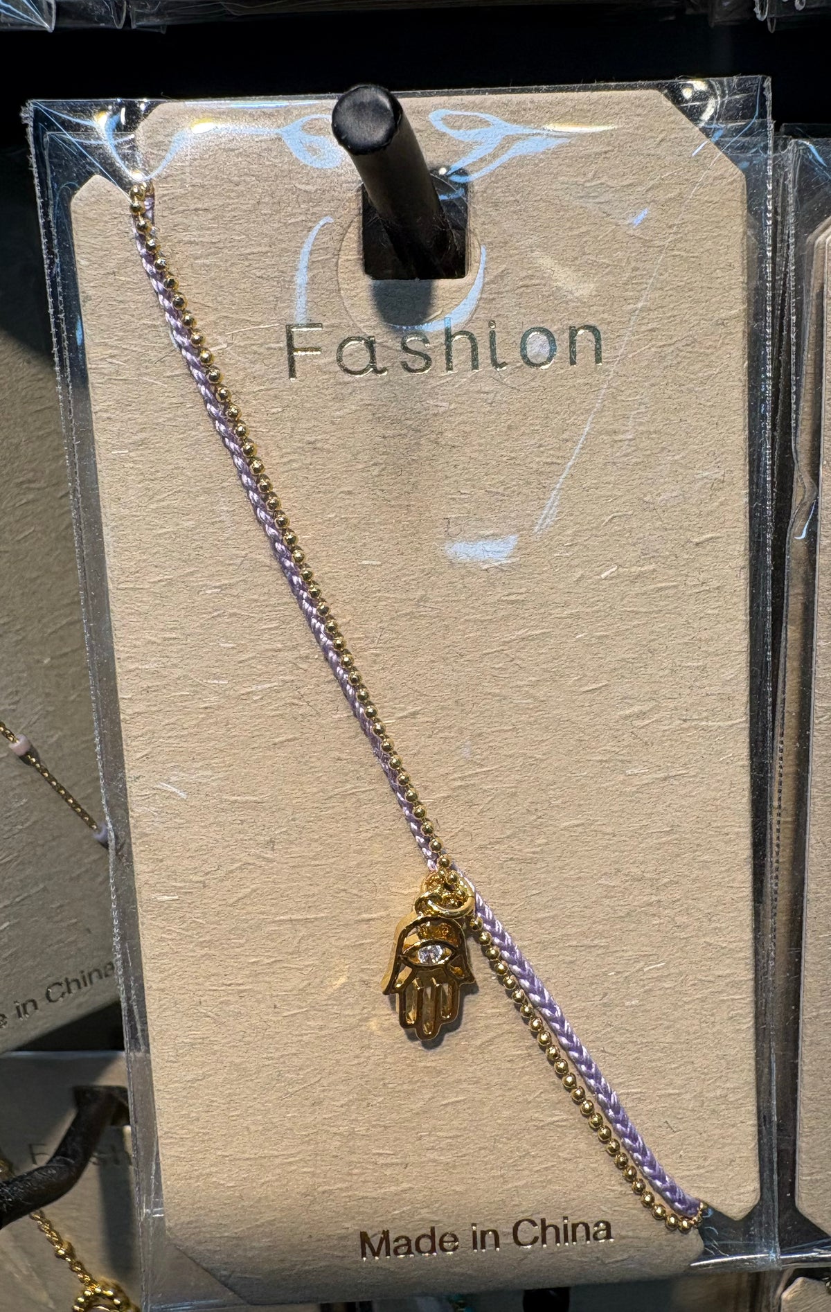 Purple Cord Hamsa Bracelet - D-bracelets-0258