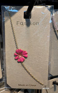 Pink Flower Chain Bracelet - D-bracelets-0267