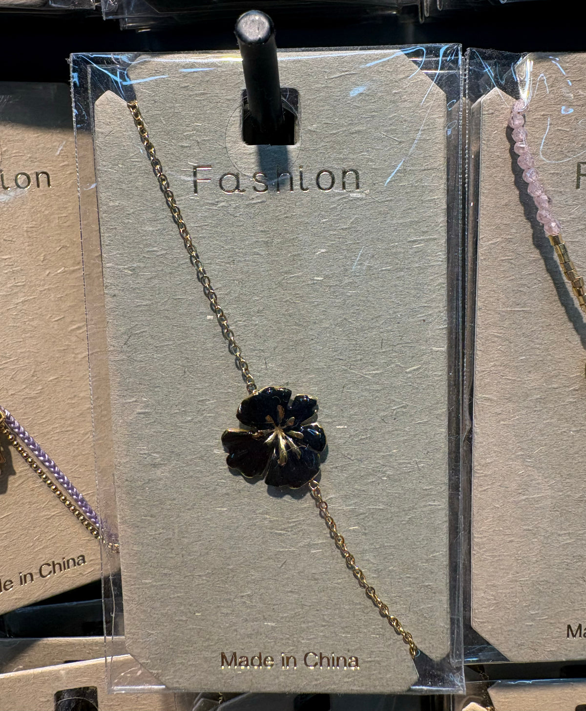 Black Flower Chain Bracelet - D-bracelets-0269