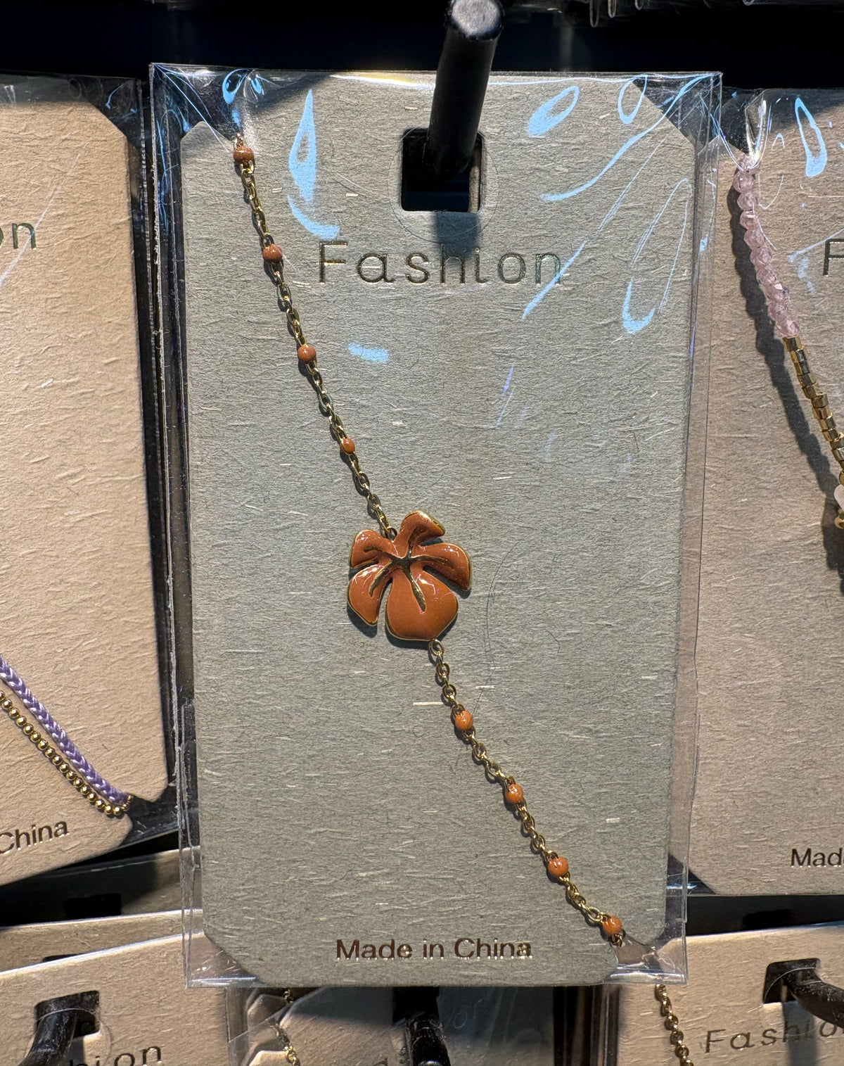 Orange Flower Chain Bracelet - D-bracelets-0271