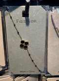 Black Four Petal Flower Bracelet - D-bracelets-0272