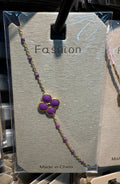 Purple Four Petal Flower Bracelet - D-bracelets-0273