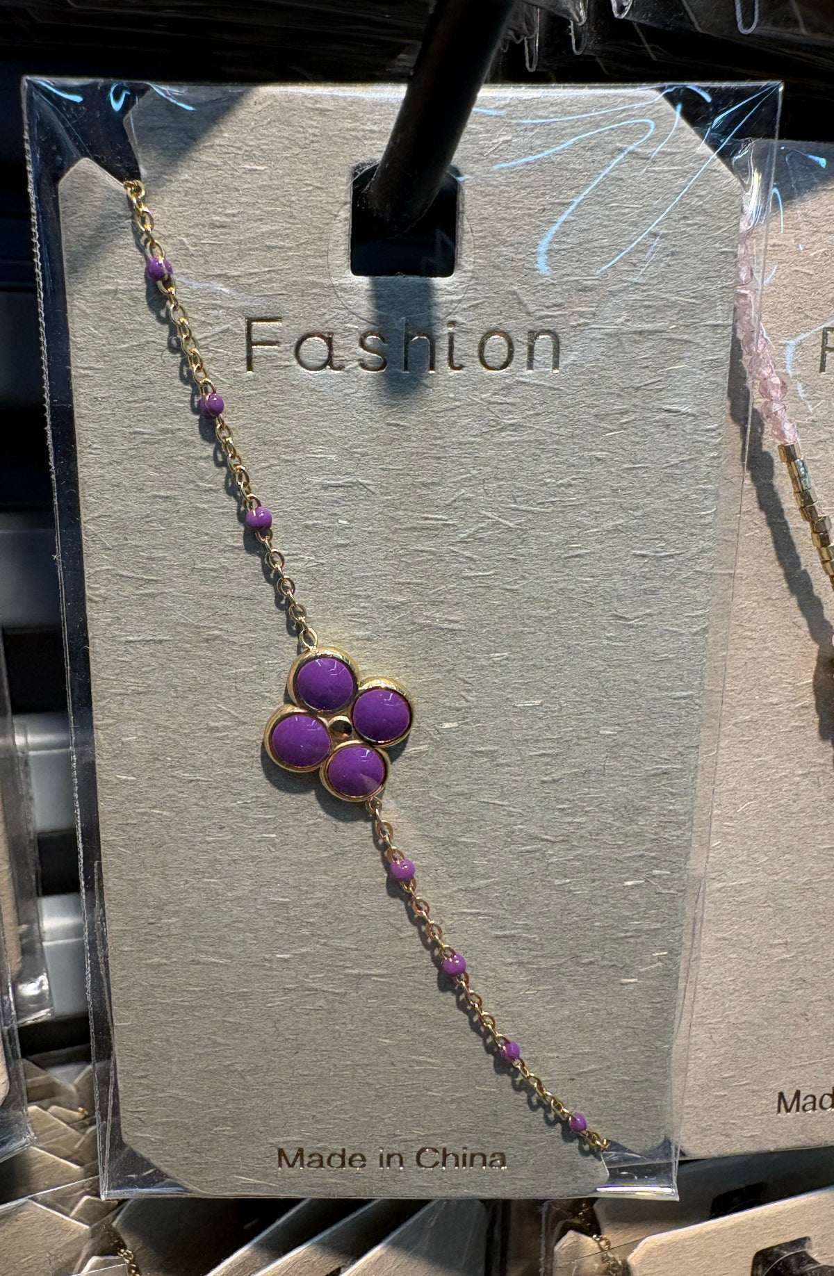 Purple Four Petal Flower Bracelet - D-bracelets-0273
