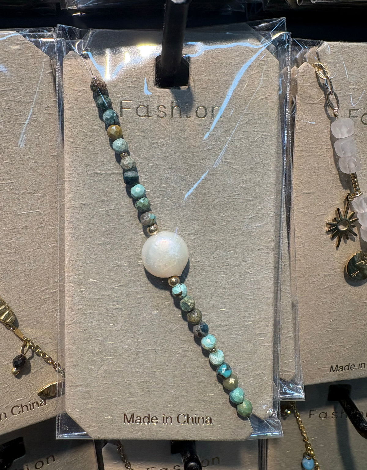 White Center Blue Bead Bracelet - D-bracelets-0276