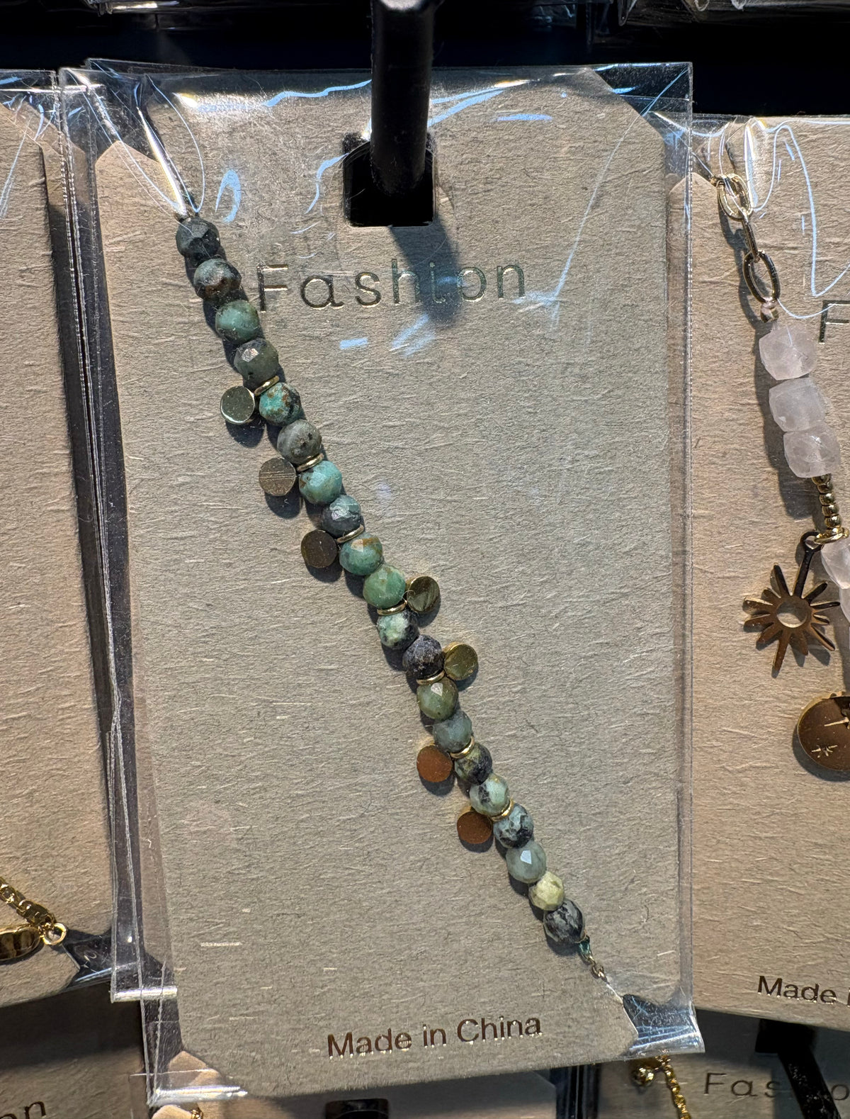 Blue Bead Disc Charm Bracelet - D-bracelets-0277