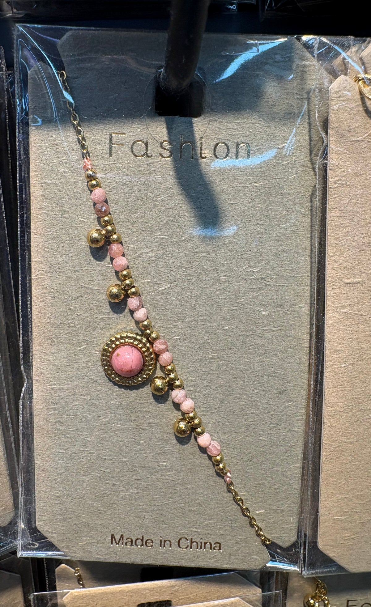 Pink Bead Sun Charm Bracelet - D-bracelets-0278