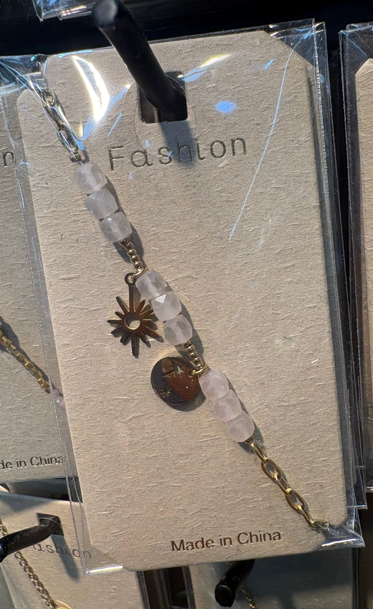 White Link Sun Coin Charm Bracelet - D-bracelets-0282