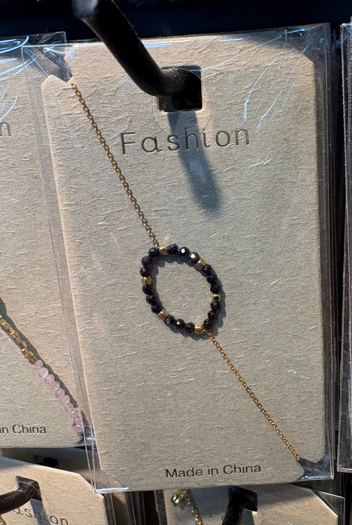 Black Crystal Circle Bracelet - D-bracelets-0284