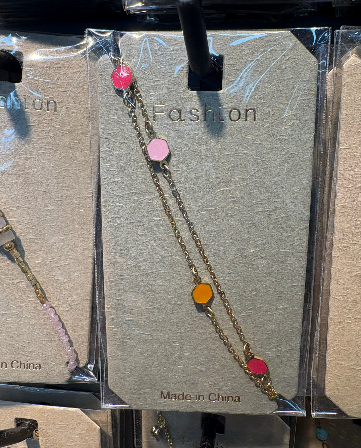 Pink Orange Double Chain Bracelet - D-bracelets-0289