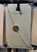 Green Bead Two Tone Disc Bracelet - D-bracelets-0292