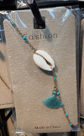 Cowrie Shell Blue Tassel Bracelet - D-bracelets-0298