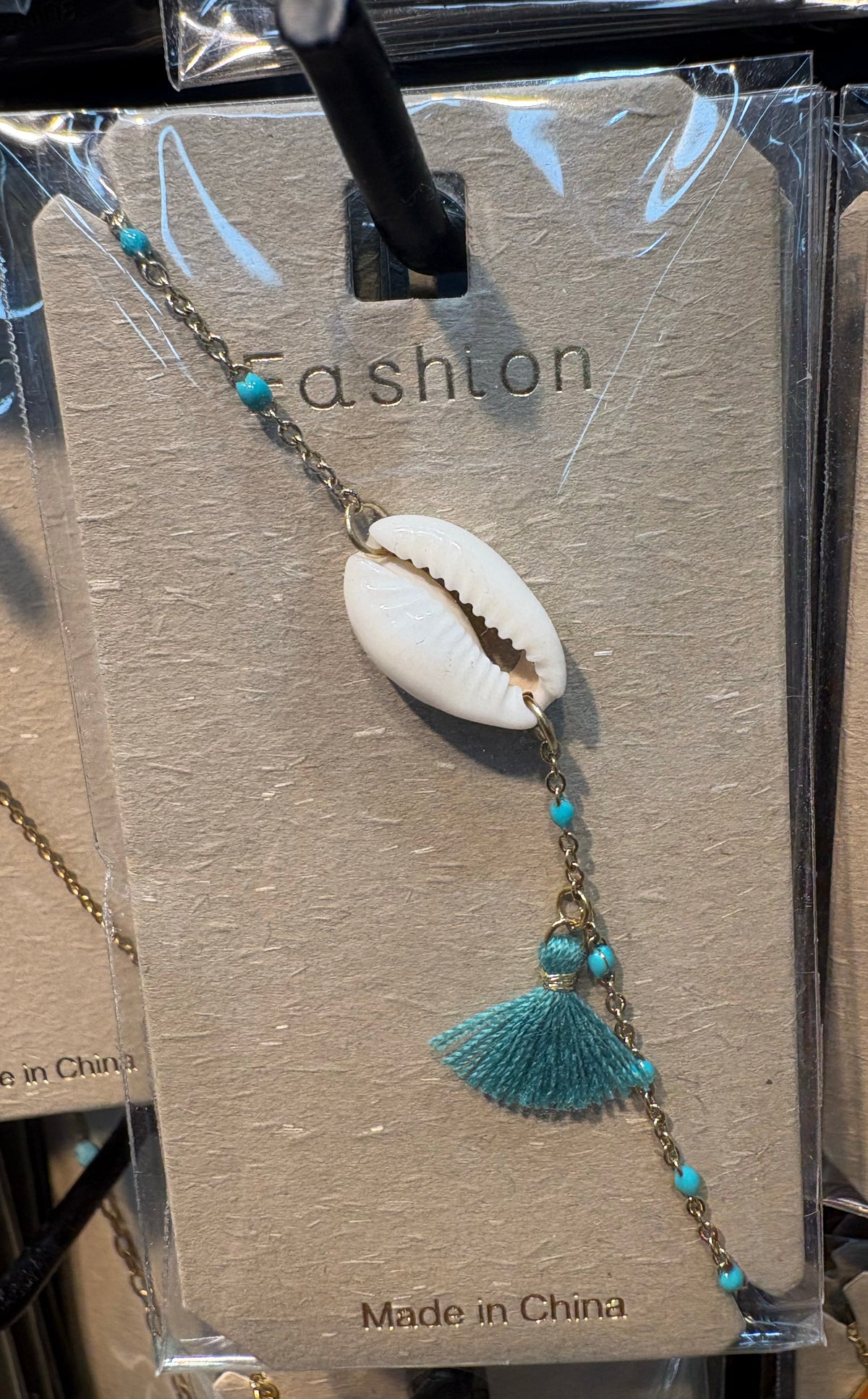 Cowrie Shell Blue Tassel Bracelet - D-bracelets-0298