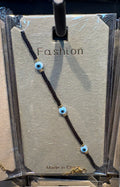 Black Bead Evil Eye Bracelet - D-bracelets-0312