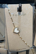 White Heart Pearl Bead Bracelet - D-bracelets-0314
