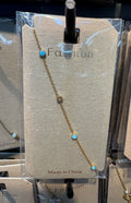 Blue Bead Dainty Chain Bracelet - D-bracelets-0315