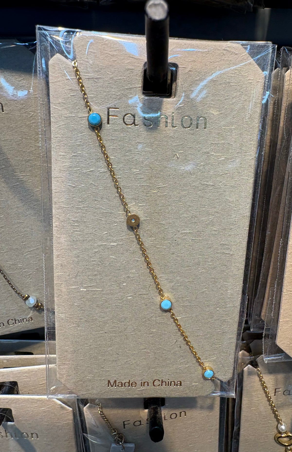 Blue Bead Dainty Chain Bracelet - D-bracelets-0315