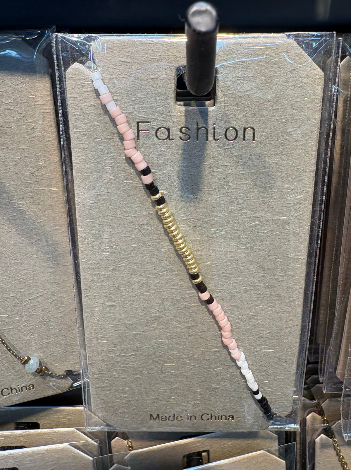 Pink Seed Bead Station Bracelet - D-bracelets-0317