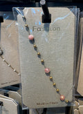 Pink Bead Station Chain Bracelet - D-bracelets-0325