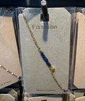 Navy Bead Center Chain Bracelet - D-bracelets-0327